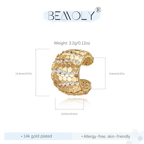 Gold Ear Cuff for Women, 14K Gold Plated Single Non-Pierced Earring with Micro-Pave Cubic Zirconia Adjustable Open Ear Clip for Daily Wear & Special Occasions - color: ear cuff-S 009