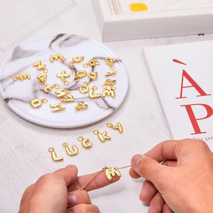 A-Z Bubble Letter Charms 18K Gold Filled Charms for Jewelry Making Gold Initial Alphabet Charms Pendants for Women Men Necklace Choker Bracelet Making - color: Letter W