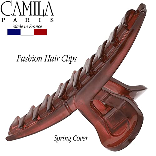 Camila Paris CP3225 French Hair Clip for Women, Narrow, Strong Hold Grip Double Teeth Girls Hair Claw Clips Jaw, Fashion Durable Styling Hair Accessories for Women, Made in France - color: Red 4"