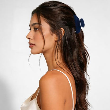 MAORULU Medium Cute Acetate Hair Claw Clips for Women Girls, 3 Inch Navy Claw Clips for Thin & Medium Thick Hair, Durable French Banana Clip with Gift Box (Navy Blue) - color: Navy Blue