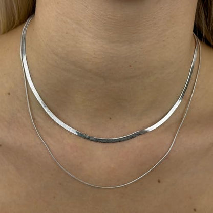 Tewiky Layered Necklaces for Women 14k Gold Plated Chain Necklace Set | Chunky Herringbone/Snake/Rope/Box/Cuban Link Chain for Women, Layering Stack Choker Necklace, Dainty Jewelry Set Non Tarnish - color: Layered Herringbone Silver