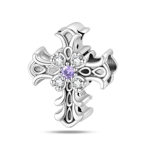 LUXILLA Charms for Bracelets & Necklace 925 Sterling Silver Charms Elephant Happy Birthday Charm Fit for Valentine's Day Mother's Day Jewelry Gift for Women - color: Cross Charm