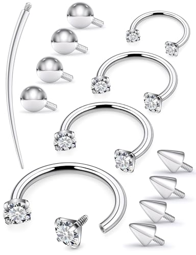 16g Septum Rings Internally Threaded Surgical Steel Septum Jewelry Lip Rings Hoop Labret Jewelry Horseshoe Earrings Daith Piercing Jewelry for Women Men 6mm 8mm 10mm 12mm Silver Gold - color: 16G-Silver tone-Nose septum Earring Lip hoop