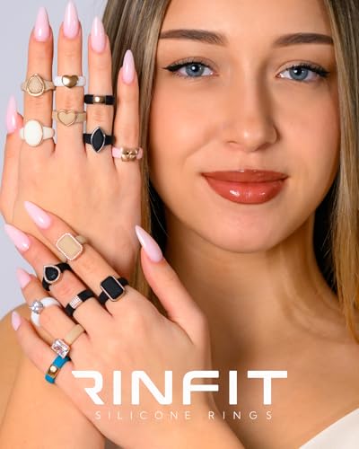 Patented Metal-Framed Silicone Rings - Emerald Collection - color: Pack C - Black / Metal Silver