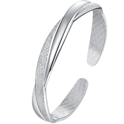 925 Sterling Silver Bangles For Women Handmade Silver Bangles Open Adjustable Bangle Bracelets For Women Silver Open Cuff Bracelets Stackable Wrap Bangles Festival Jewelry Gifts - color: Style 09