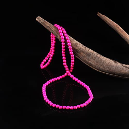 COLORFUL BLING 8MM Natural Wood Bead Necklace Africa Wooden Chain Statement Unisex Chunky Strand Necklaces Hip Hop Jewelry - color: pink