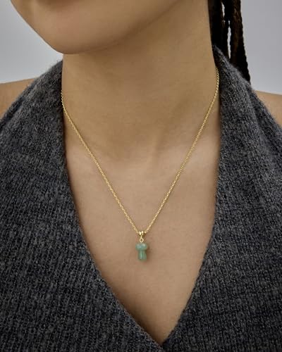 PAVOI Gemstone Charm Necklace for Women - 14K Gold Plated Pendant Necklaces | Dainty Gemstone Necklaces with Cute Charms Set and Adjustable Chain, Trendy Healing Crystal Pendants - style: Mushroom - Sodalite
