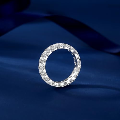 Moissanite Eternity Ring for Women Round Cut D Color VVS1 Moissanite Wedding Band, S925 Sterling Silver 18K White Gold Plated Promise Engagement Rings for Women - style: 2.604CTTW Half Eternity Band