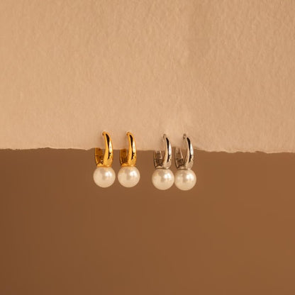 Pearl Earrings for Women 14K Gold Freshwater Pearl Hoop Earring Dangle Drop Wedding Earrings Bridal Bridesmaid Jewelry Gifts for Women - color: Gold pearl-13632