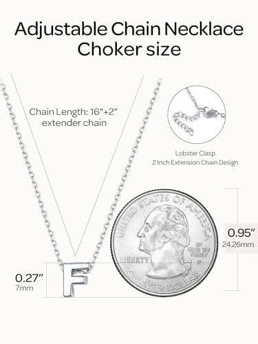 ChicSilver 925 Sterling Silver Initial Necklace for Women Dainty Letter Jewelry Personalized Gift - style: 06.F