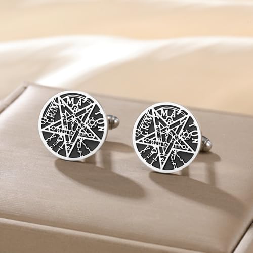 Cufflinks for Men Delicate Stainless Steel Wedding Business Cufflinks Gifts for Groom Husband French Shirt Accessories - style: Solomon's Star-Silver