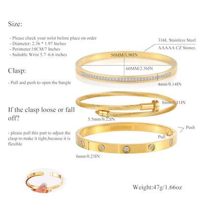 Camhanno Stackable Silver Bracelets for Women Stainless Steel Love & Friendship Bangle, Mothers Day Valentines Birthday Christmas Jewelry Gifts for Mom Her Wife Grandma - style: Style 1