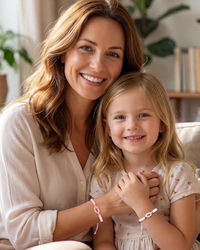 Matching Heart Bracelets for Mommy and Me Adjustable Hearts Charm Chain Bracelet Matching Mother Daughter Bracelets Set for 2 Birthday Mothers Day Gifts - color: A3:mother daughter bracelets
