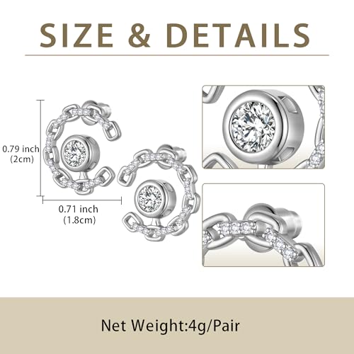Elegant C-Shaped Crystal Stud Earrings with Birthstone Earring Silver Plated Fashion Jewelry for Women CE0003 - color: White-April