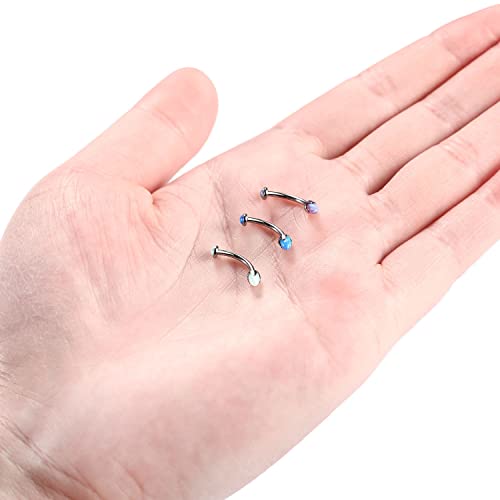 GAGABODY Titanium Eyebrow Jewelry - Curved Barbell & Labret Stud, 16g - Belly Button Ring & Cartilage Earring - Opal Bridge Jewelry - color: 1Pc-Arrow Shape Purple Opal