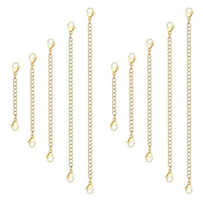 10Pcs Stainless Steel Necklace Extender Chain Links, Gold Necklace Extenders for Bracelet Anklet Stainless Steel Chain Extenders for Jewelry Making 2in 3in 4in 5in 6in (10 Gold) - color: Gold 10pcs