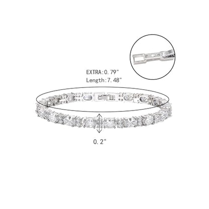 Crysdue Wedding Bridal Bracelets for Brides, Cubic Zirconia Tennis Birthstone Jewelry Gift for Women Prom - style: C_Clear 8“