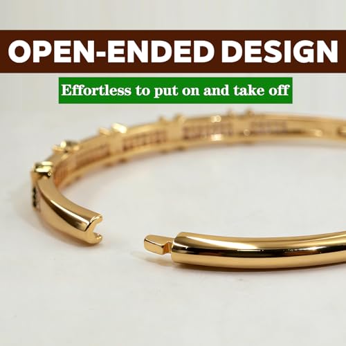 Pack of 6 - Gold Bracelet Bangles Bulk Set for Women,Trendy Stackable, Zinc Alloy Rivet & Four-Leaf Clover Design Stackable Bangles with Rhinestones, 7-inch Circumference Fits Most Adults, Jewelry Gift for Her, Girlfriend, Wife, Mom, Sister, Lover on Birt