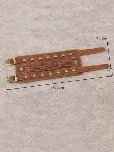 Jeilwiy Punk Leather Wristbands for Men Bracelets Handmade Wide Cuff Bangle Braided Jewelry Black Brown Adjustable - Punk Father's Gifts - color: Leather Brown Bracelet
