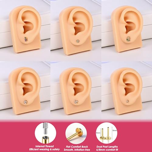 G23 Titanium Gold Filled 16G Cartilage Earring, 6mm 8mm - color: Flower, Gold, size: 8MM