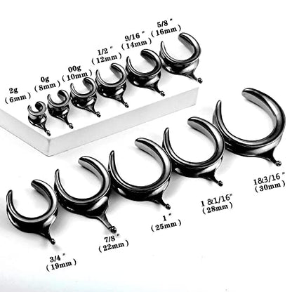 (6mm 2g DIY Ear Saddle Tunnel Plugs Piercing Stretchers Black Gold Silver Hypoallergenic 316 Stainless Steel Ear Gauges Dangle Accessories Expander Fashion Body Jewelry 2PCS - color: Black, size: 8mm