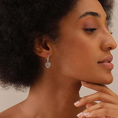 LeCalla 925 Sterling Silver Leverback Drop Earrings | Lightweight Italian Teardrop Dangle Earring for Women - color: Heart-Filigree AT