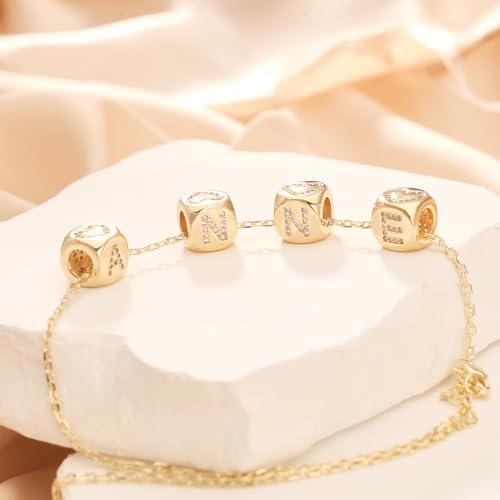 Letter Charms for Necklace and Bracelets,14K Gold Plated Women's Bead Charms, A-Z Alphabet Initial Beads Name Pendant DIY Jewelry Birthday Gift for Women - style: Charm-K