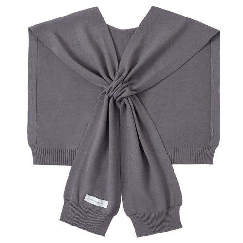 WaJuemy Women's Sweater Shawl Wraps Sleeves Knitted Collar Sweater Scarf Top Casual Lightweight Shoulder Cape Accessories - color: 05 Grey X