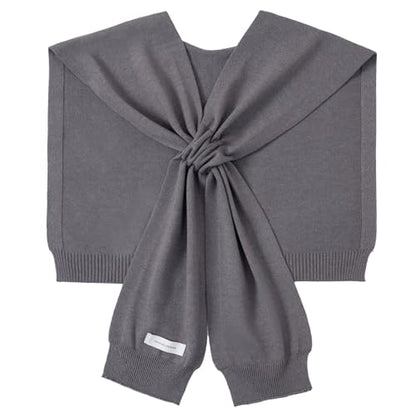 WaJuemy Women's Sweater Shawl Wraps Sleeves Knitted Collar Sweater Scarf Top Casual Lightweight Shoulder Cape Accessories - color: 05 Grey X