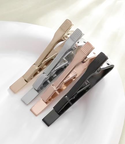 Personalized Tie Clips for Men, Custom 4-Pack Tie Bars Set with Engraved Name, Includes Tie Pins and Gift Box – Ideal for Father’s Day, Groomsmen, Graduation