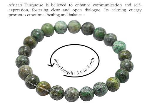 Amazing Gemstone African Turquoise Crystal Bracelet for Women Men's Gifts - Protection Healing Crystal Bracelet - 8mm Gemstone Beaded Stretchable Bracelet Pulseras Para Hombres Mujer Stocking Stuffers Mothers Day Gift - color: African Turquoise