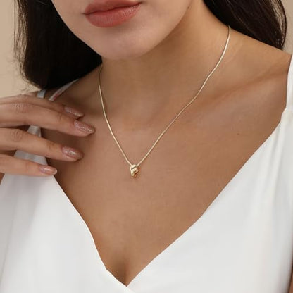 14K Gold Plated Bubble Letter Necklace, Tarnish Free and Waterproof Dainty Initial Necklace for Women, Trendy Personalized Gold Jewelry Gift for Her - color: Gold, style: F