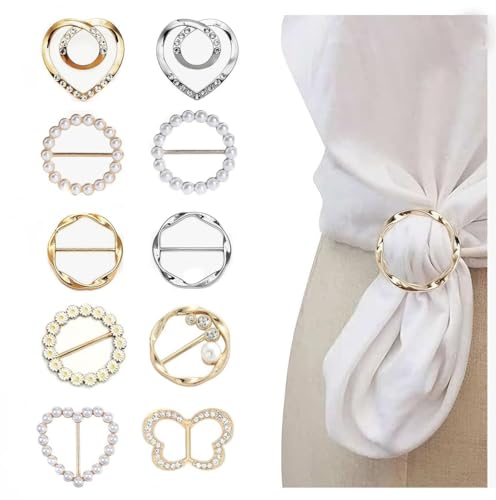 10PCS Scarf Ring Clip T-shirt Tie Clips Women Fashion Metal Circle Clips | DIY clothing clips,shirt clips,shirt clips to tighten,Clothing Ring Wrap Holder