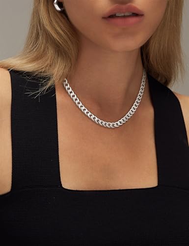 Moodear Gold Necklace for Women 14K Gold Plated Chain Necklace | Gold Chunky Necklace, Dainty Cuban Link Paperclip Chain Layered Necklace, Trendy Fashion Gift for Women Daily Wear - style: Cuban Chain