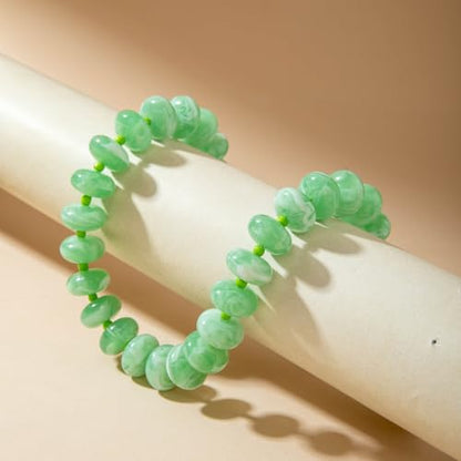 Beaded Necklace for Women Statement Chunky Necklace Boho Bead Choker Acrylic Big Bead Necklaces Summer Beach Jewelry for Women - color: Green