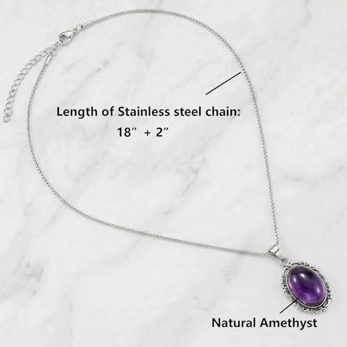 Vintage Natural Stone Pendant Necklace with Stainless Steel Chain, Rainbow Jade & Black Onyx Necklace, Gothic Boho Gemstone Jewelry for Women Men