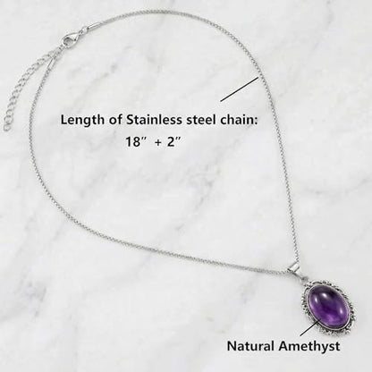 Vintage Natural Stone Pendant Necklace with Stainless Steel Chain, Rainbow Jade & Black Onyx Necklace, Gothic Boho Gemstone Jewelry for Women Men