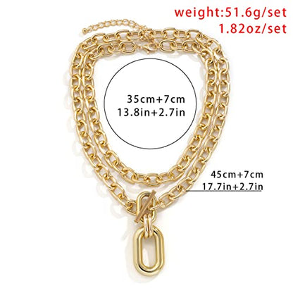 CSIYANJRY99 Chunky Gold Necklaces for Women,Multilayer Punk 80s Hip Hop Necklace,Layered Cuban Link Chain Statement Necklace 90s Freaknik Outfit Accessories for Women - color: Gold Larered Neckalce