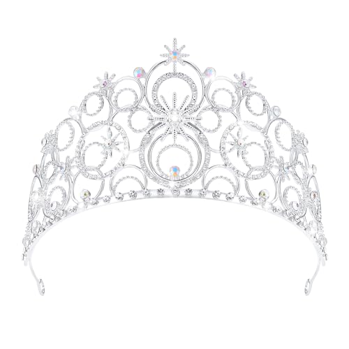 Crystal Crowns for Women, Crystal Bubble TiaraBride Royal Queen Headband Princess Headpieces for Women Bridal Wedding Prom Birthday Party Crowns - color: Silver