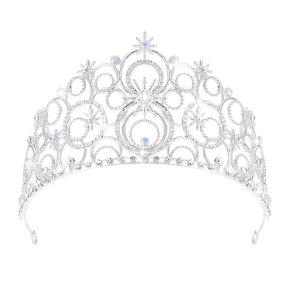 Crystal Crowns for Women, Crystal Bubble TiaraBride Royal Queen Headband Princess Headpieces for Women Bridal Wedding Prom Birthday Party Crowns - color: Silver