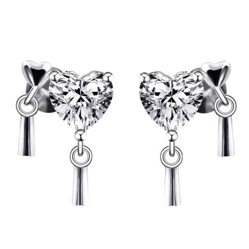 Moissanite Stud Earrings for Women, DF/VVS Clarity, Sterling Silver with 18K White Gold Plated - style: 2.0 Carat Heart