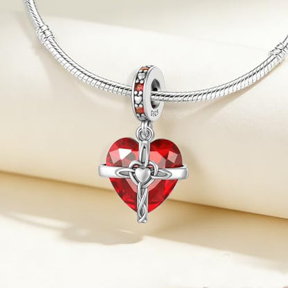 Birthstone Charms 925 Sterling Silver Heart Charms for Bracelets and Necklaces Birthday Day Christmas Gifts For Women - color: A-January