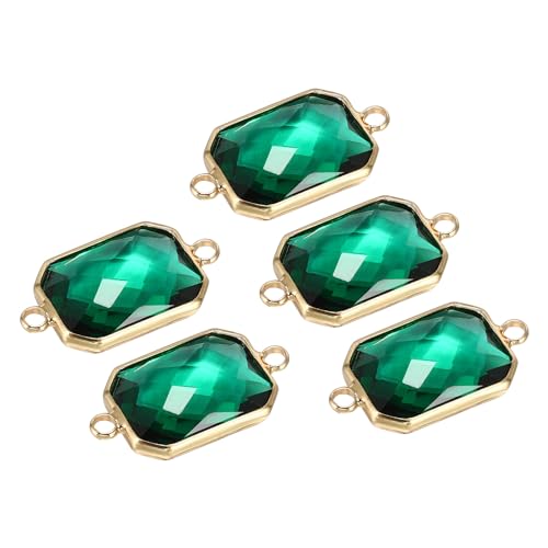PATIKIL Birthstone Connector Link, Diamond Clear Charm Links, Glass Jewelry Findings Crystal Bead Link for Drop Dangle Pendants Necklace Bracelet Earring - color: Green