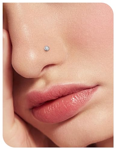 15 Pcs 18G 20G Surgical Steel Nose Rings Studs for Women Opal Nose Rings Diamond CZ Nose Studs L Shaped Nose Nostril Piercing Jewelry Hypoallergenic - style: 18G,L Shaped
