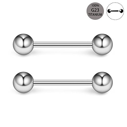 Ruifan Grade 23 Titanium Internally Threaded Nipple Piercing Jewelry Barbell Ring PA Tongue Rings Nipple Straight Body Piercing Jewelry for Women Men 16G 14G 12G 8G 6G 4G 2G - size: 16GA - 1/2" (12mm)
