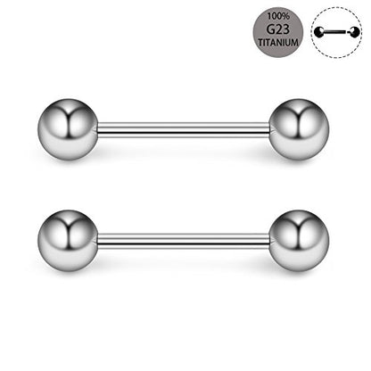 Ruifan Grade 23 Titanium Internally Threaded Nipple Piercing Jewelry Barbell Ring PA Tongue Rings Nipple Straight Body Piercing Jewelry for Women Men 16G 14G 12G 8G 6G 4G 2G - size: 16GA - 1/2" (12mm)