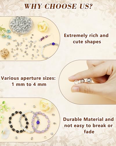309Pcs FIVEIZERO Antique Silver Spacer Beads for Jewelry Making | Tibetan metal beads, Rondelle Spacer, 50+ Unique Designs, Fade-resistant, Perfect for Bracelets, Necklaces and Earrings