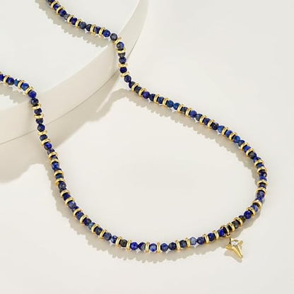 KissYan Beaded Choker Necklace for Women, Colorful Natural Gemstones Pearl Choker 14K Gold Plated Pendant Healing Crystal Necklace Handmade Stone Jewelry Gift | 14K Gold Plated Pendant Necklaces, Natural Gemstones Pearl Choker, Healing Crystal Chain, Hand