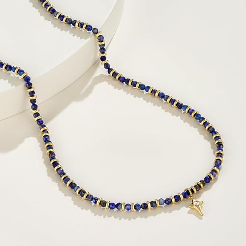 KissYan Beaded Choker Necklace for Women, Colorful Natural Gemstones Pearl Choker 14K Gold Plated Pendant Healing Crystal Necklace Handmade Stone Jewelry Gift | 14K Gold Plated Pendant Necklaces, Natural Gemstones Pearl Choker, Healing Crystal Chain, Hand