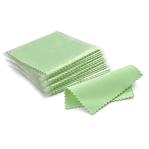 Jewelry Cleaning Cloths, Individually Wrapped Jewelry Polishing Cloths | Help Remove Tarnish, Restores Shine, Compact & Portable, Reusable Until Soiled, Everyday Jewelry Care, Multiple Colors - color: F-50pcs-green
